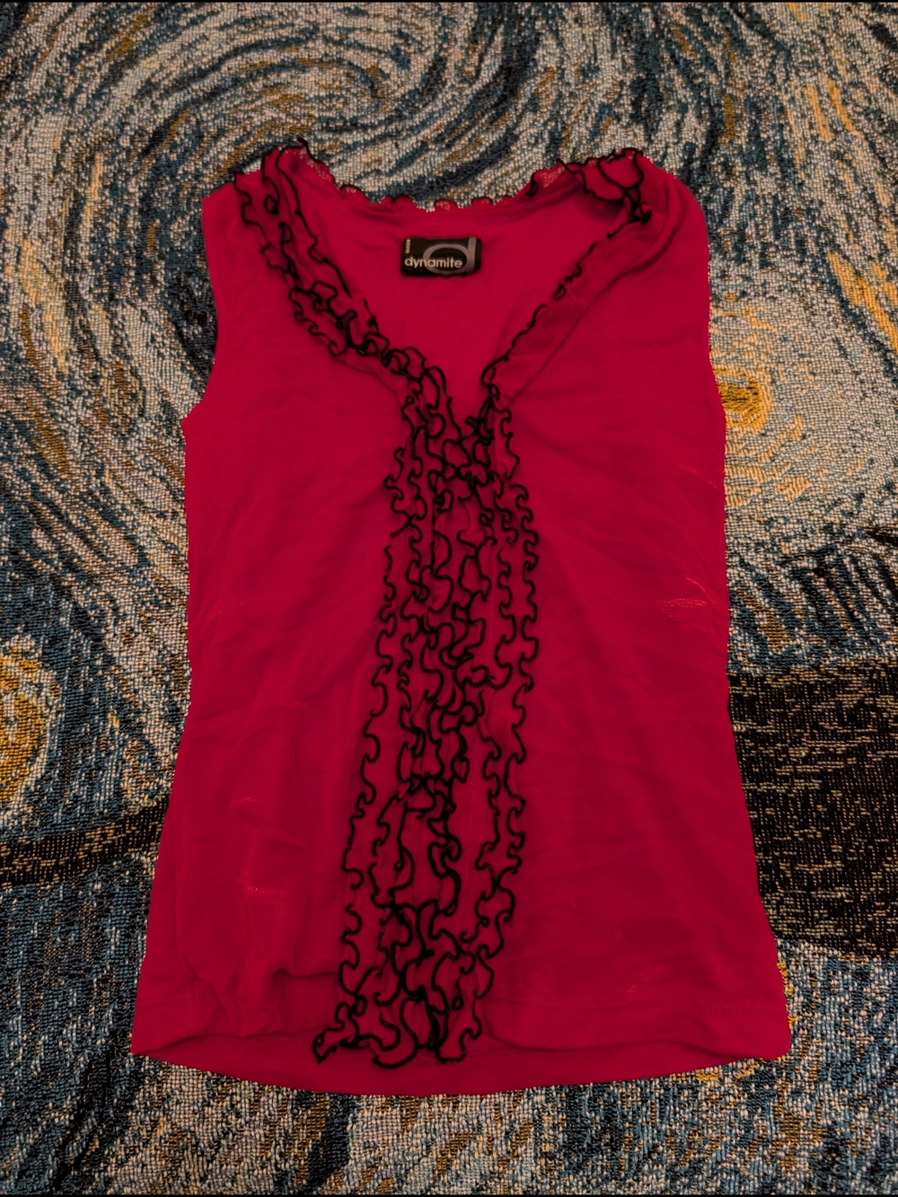 Dynamite Pink Ruffle-Trim Tank Top